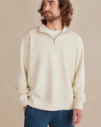 Form Organic Quarter Zip in Parchment, front view, 500gsm organic cotton French terry