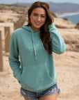 Eternal Fabric Hoodie in Pigment Mint, front view, 9oz cotton/polyester fleece