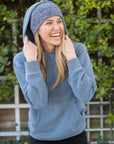 Eternal Fabric Hoodie in Pigment Slate Blue, side view showing vintage pigment tone