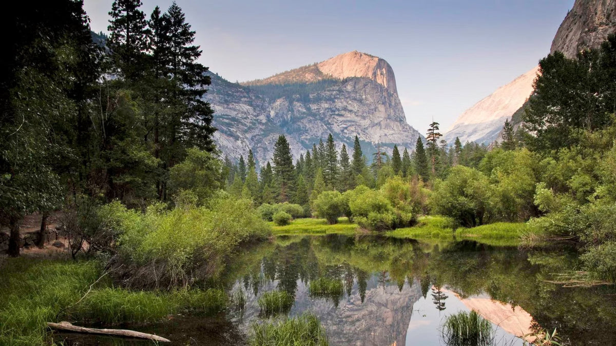 Half Dome reflected in the still water of Mirror Lake, Yosemite National Park
