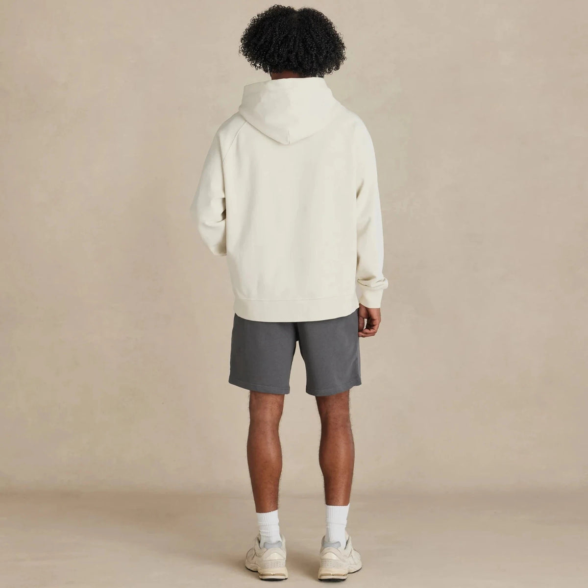 LLRULE Pulse Heavy Weight Organic French Terry Hood organic cotton — Parchment, back view