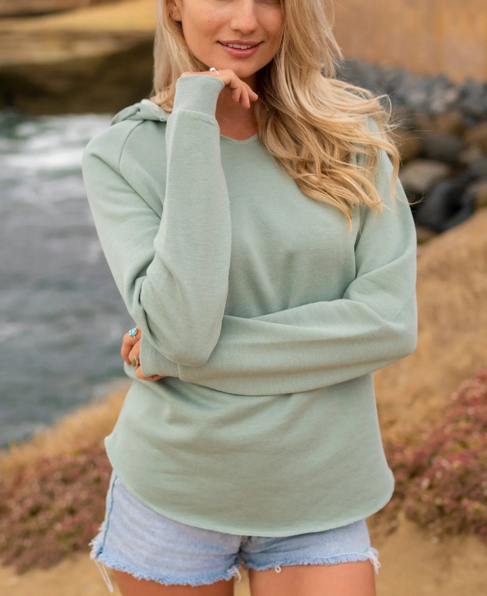 LLRULE CoastFade™ Hoodie cotton — Sage, front view
