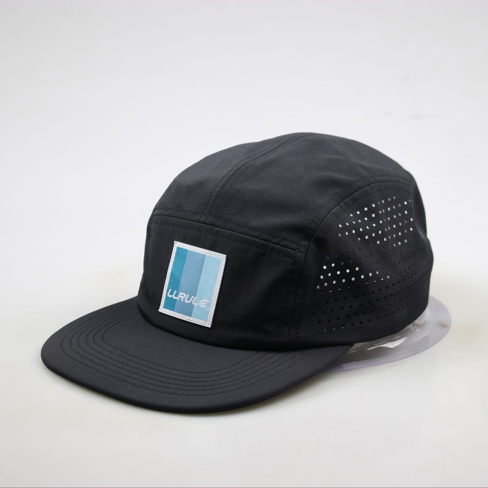Side profile view of Ridgeflow performance cap showing logo detail