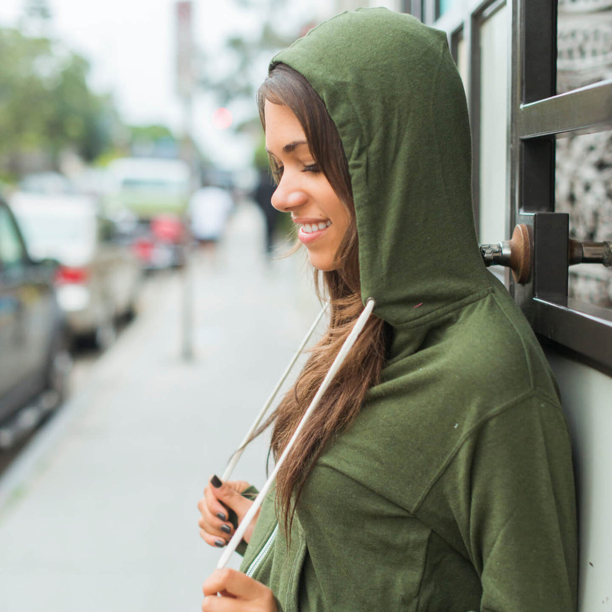 Essential French Terry Hooded Zip #OliveHeather img_1