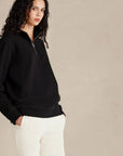 Form Organic Quarter Zip in Black, women's front view, 500gsm organic cotton French terry