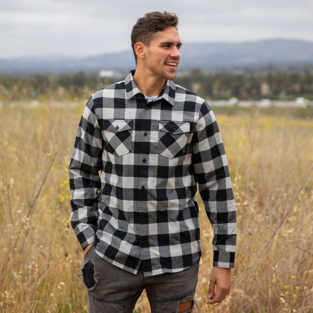 Ridgeline Flannel #GreyHeatherBlack img_1