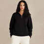 Form Organic Quarter Zip in Black, women's side view with flatlock seam detail