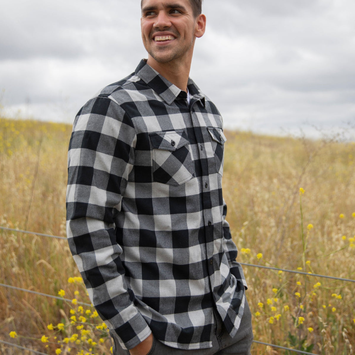 Ridgeline Flannel #GreyHeatherBlack img_2
