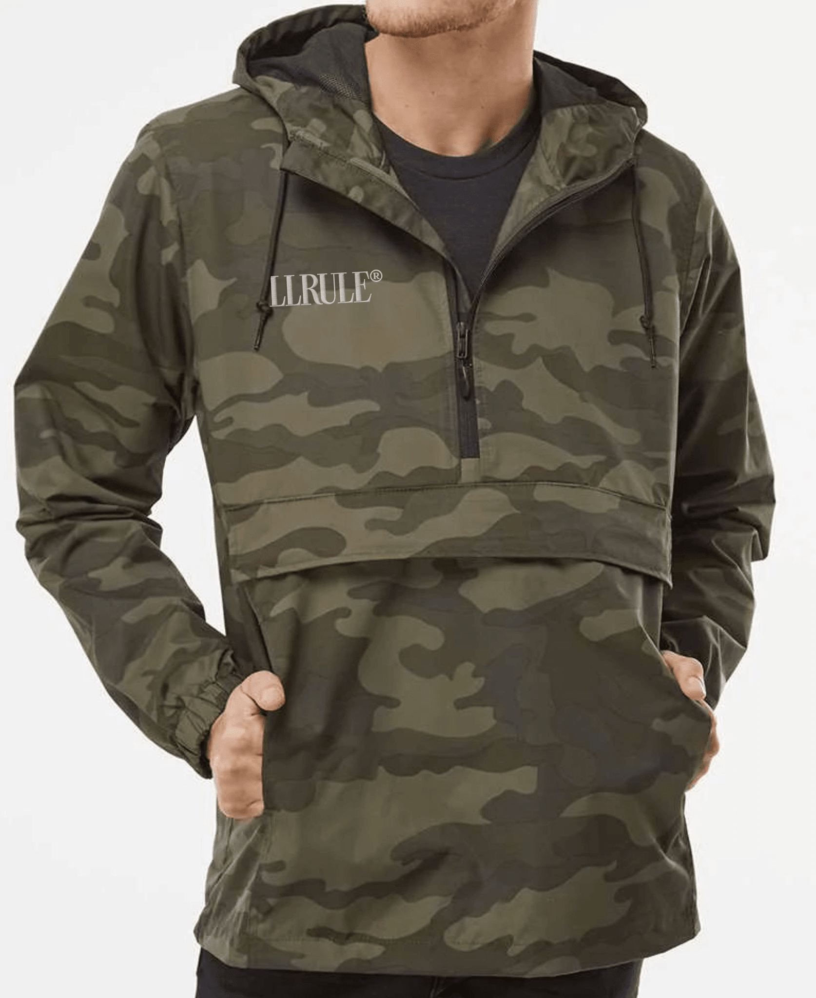 LLRULE Forest Camo Water Resistant Windbreaker Anorak — Forest Camo