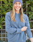 Eternal Fabric Hoodie in Pigment Slate Blue, ribbing and hem detail