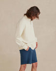 Form Organic Quarter Zip in Parchment, side detail showing YKK nickel quarter zipper