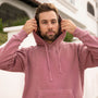 Eternal Fabric Hoodie in Pigment Maroon, men's front view, 9oz cotton/polyester fleece