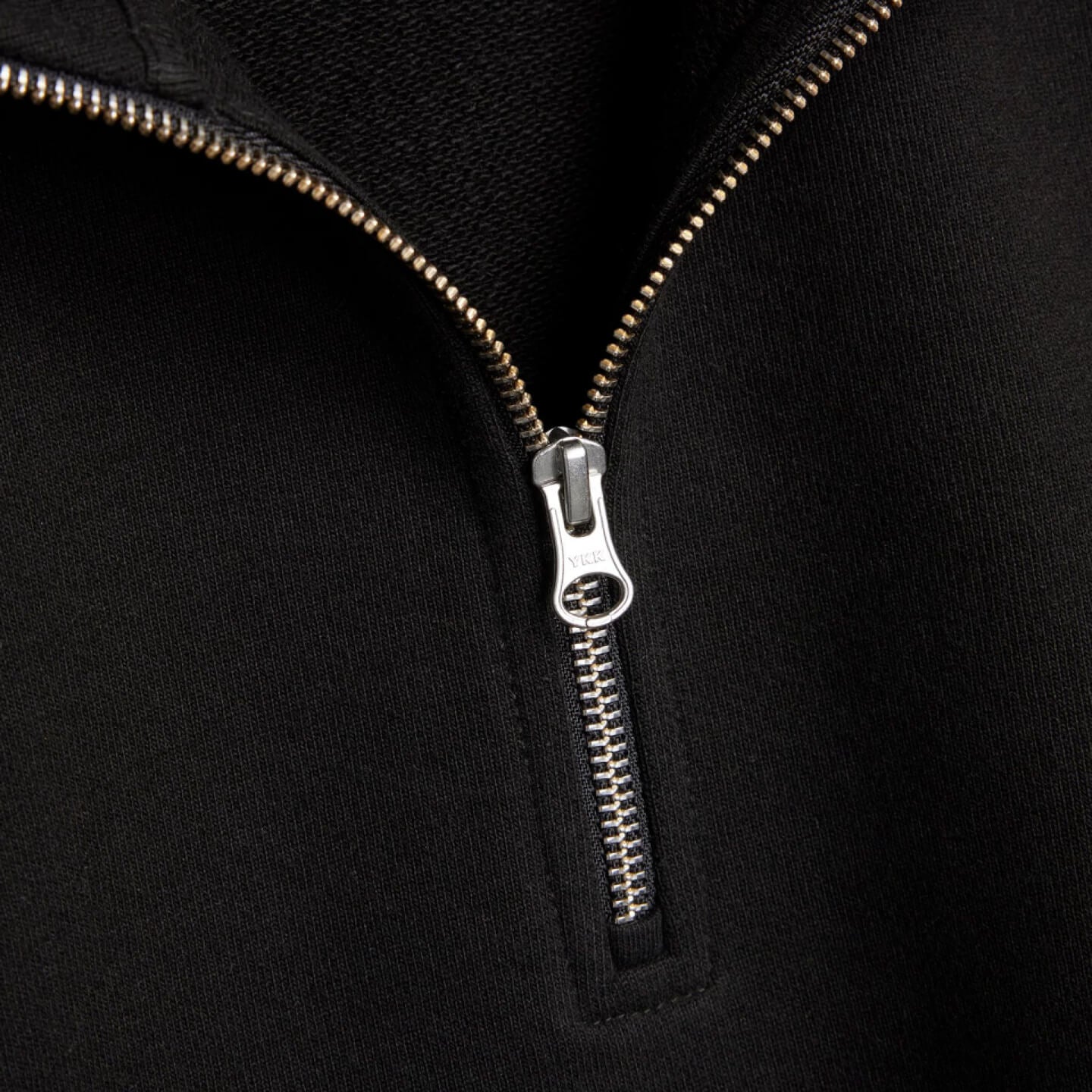 Form Organic Quarter Zip in Black, women's flat-knit side ribbing and hem detail