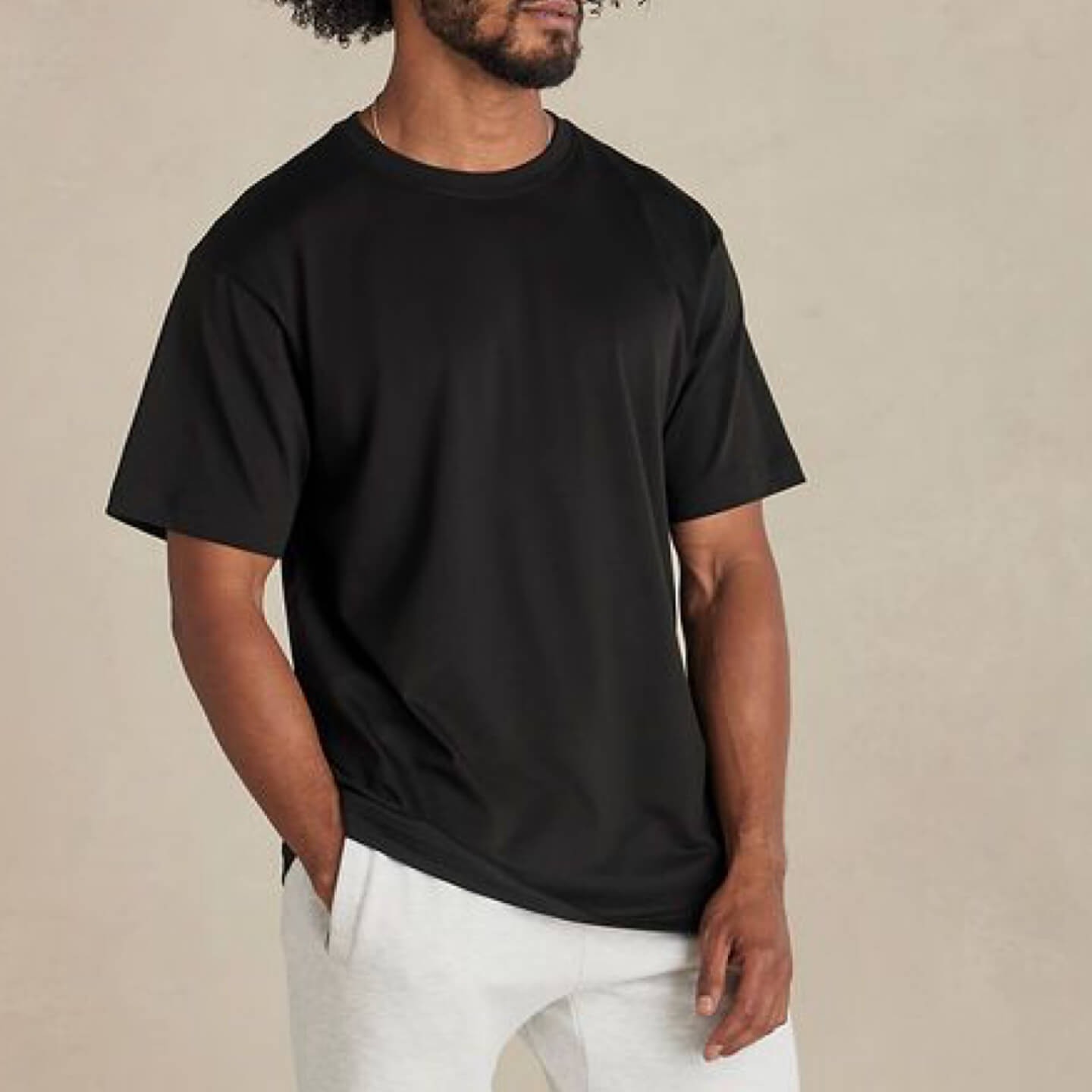 llrule Supima Basics Tee in Black, front view