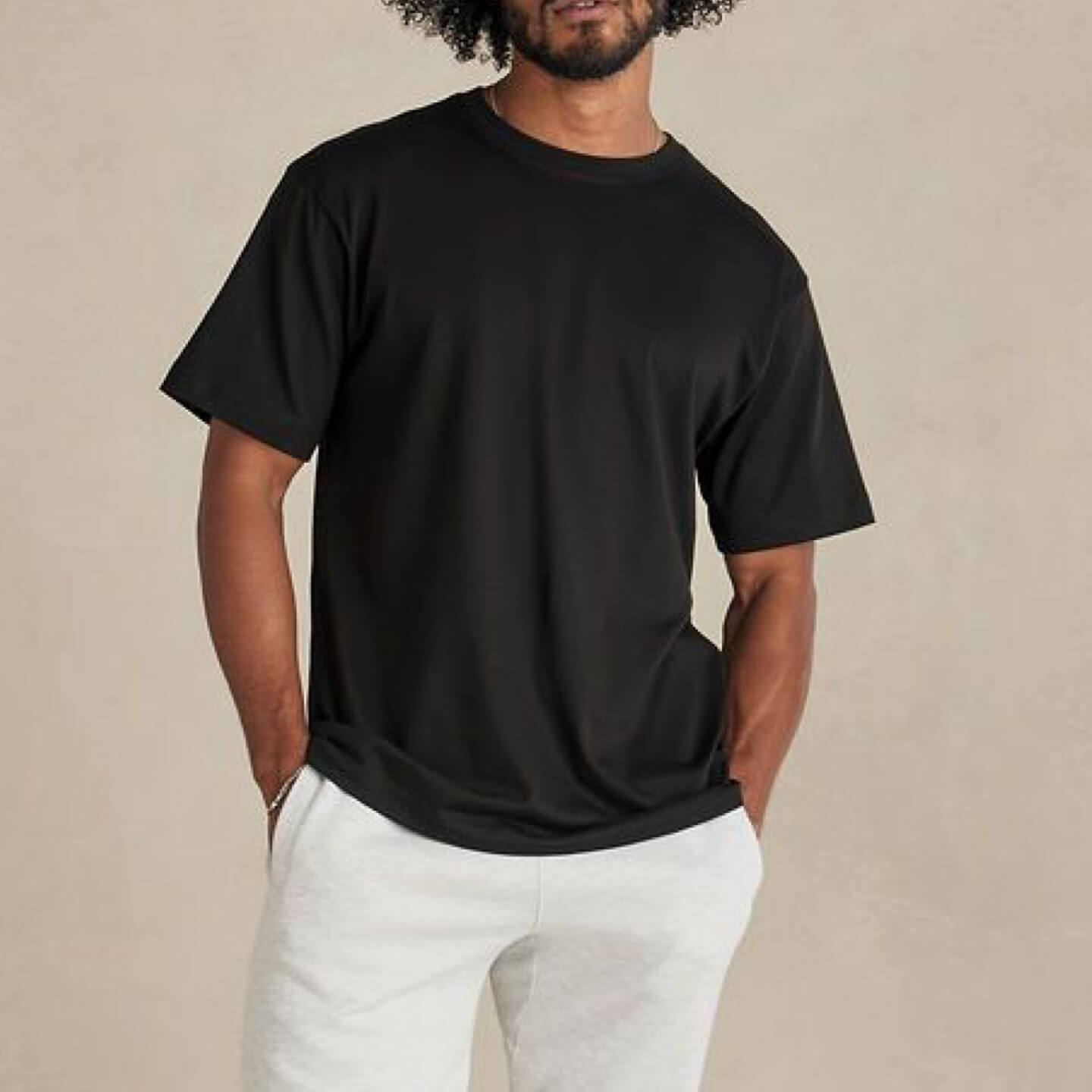 llrule Supima Basics Tee in Black, back view