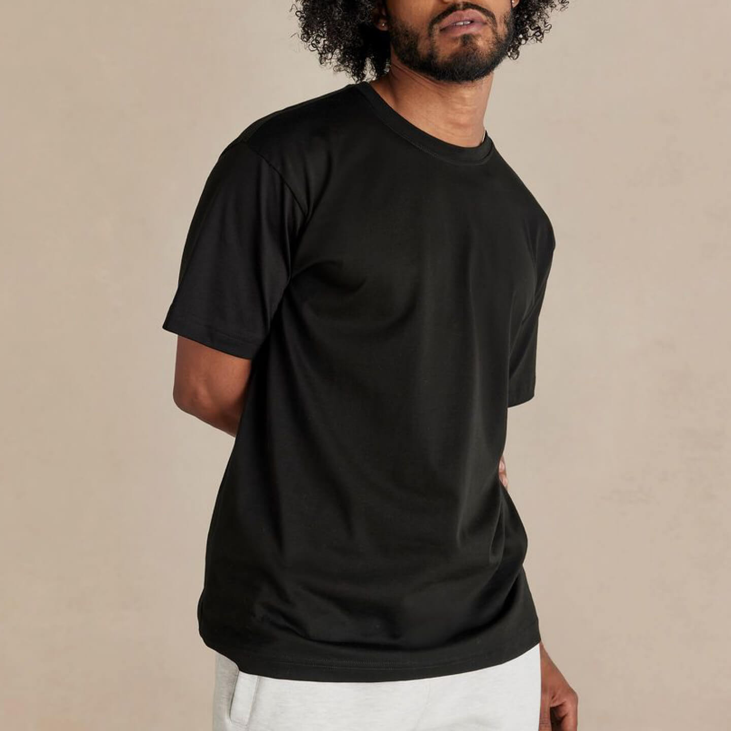 llrule Supima Basics Tee in Black, detail